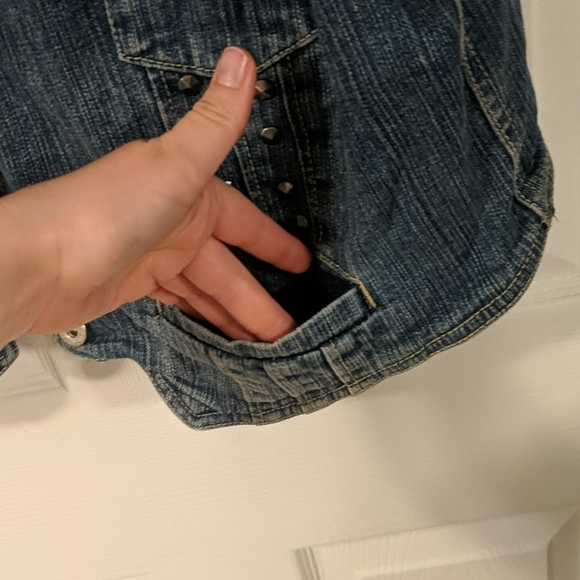 Ashley Stewart, Blue Jean Vest with Studs and Real Pockets - Picture 3 of 8